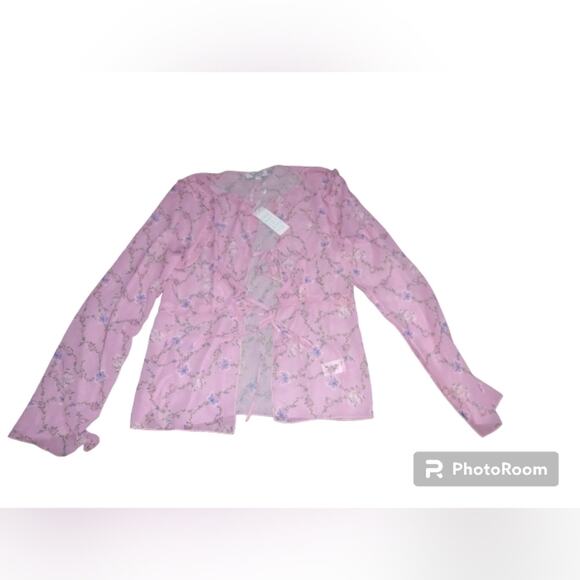 NWT Frankie's Bikinis "Molly" Cottagecore Barbie Ditsy Floral Sheer Top Size S - Picture 5 of 7